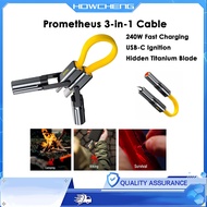 AOHI Prometheus 3-in-1 EDC Tool Cable  240W Charging USB-C to USB-C