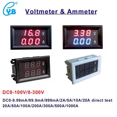 YB27VA DC0-100V 300V LED Digital Voltmeter Ammeter 999mA 10A 20A 50A 100A Amp Volt Voltage Current M