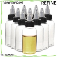 REFINEMENT 10PCS Oil Liquid Dropper Bottles, Plastic Transparent Empty Hair Dye Bottle, Portable Twist Cap Bottles Oils 10ml/15ml/20ml Plastic Refillable Bottle