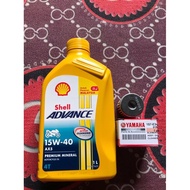 100% ORIGINAL SHELL ADVANCE 4T AX5 15W40 ENGINE OIL MOTORCYCLE MINYAK HITAM MOTOR YAMAHA OIL FILTER