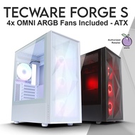 Tecware Forge S OMNI ATX PC Casing Case Chassis - BLACK/WHITE - ARGB RGB Fans Included - Mesh Front Panel