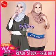 KM Women Irdina Ready Stock Malaysia 3/4 Sleeve Button Blouse Muslimah Baju Wanita [B10325]