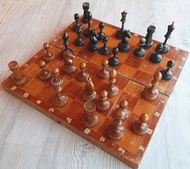 舊俄羅斯國際象棋 1950 年代老式木製蘇聯加重國際象棋古董