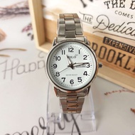 POLO Watch Ladies Silver Stainless Steel Day And Date Display Japan Movement Water Resistant Jam Tangan Perempuan 女装铁链手表