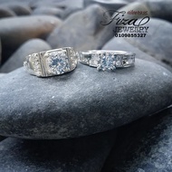 cincin lelaki permata putih silver 925, cincin lelaki batu putih perak 925, silver 925 couple ring w