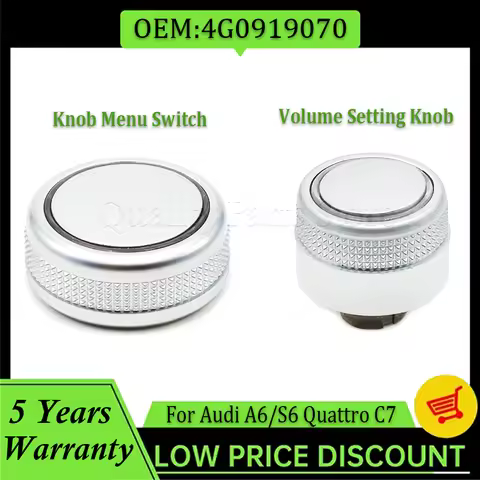 MMI Radio Volume Knob Rotary Button Switch & Menu Switch Setting Cover Cap replacement For A6/S6 Qua