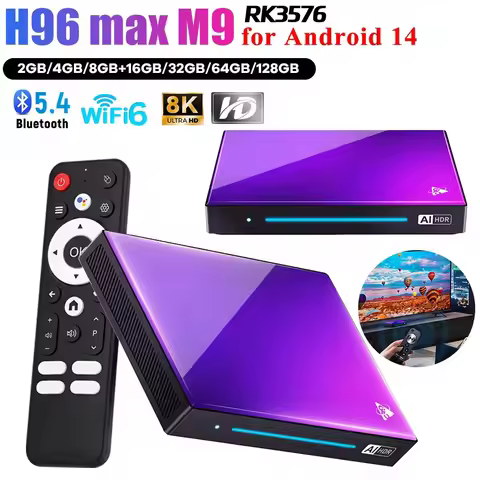 H96 MAX M9 AI Android 14 TV BOX Rockchip RK3576 8-Core 2.4/5G Wifi6 BT5.4 1000M LAN 8K 4K@120fps 4G 