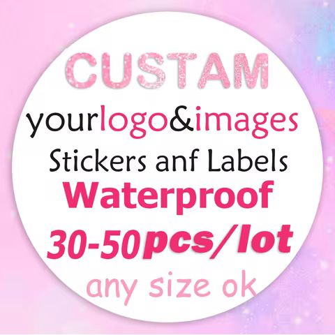 Custom stickers and company logo personalized labels, waterproof and design your own labels, birthda