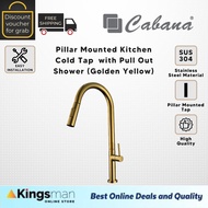 [Kingsman] Cabana Pillar Mounted Pull Out Cold Tap 304 Stainless Steel Faucet Sink Kitchen Water Tap