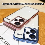 Case Redmi Note 13 Pro+ 23090RA98C 23090RA98G 23090RA98I Flash diamond border transparent phone case