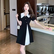 [F-store] [6188 People Collection] Hepburn Style Dress 2025 New Style Doll Collar Split Little Black