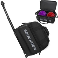 SOGUKOER Trolley Bowling Bag Bowling Bag with Wheels Double Roller 2 Ball Bowling Separate Shoe Comp