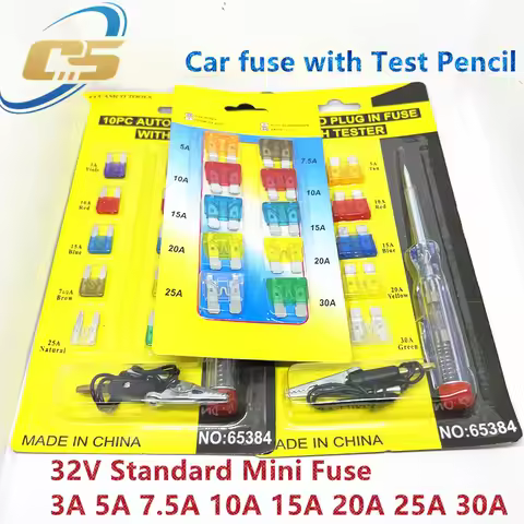 Car Fuse 32V Standard Mini Fuse insert Set 3A 5A 7.5A 10A 15A 20A 25A 30A Amp Clip Fuse For Truck Mi
