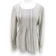 Akris Blouse Tshirt gray silk stripe Long sleeves Direct from Japan Secondhand