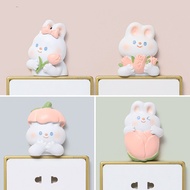 Cute Flower Rabbit Switch Sticker 3D Three-Dimensional Wall Sticker Light Switch Protective Cover Socket Panel Cover Ugly Decorative Sticker