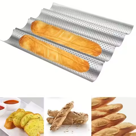 2/4 Grooves Baguette Not Stick Baking Tray Waves Bakeware Baguette Mold French Bread Toast Baking To
