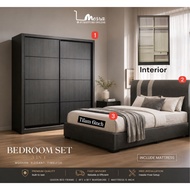 (SIAP PASANG）mesra- 6x8 wardrobe / 6x8 bedroom set / bedroom set / divan queen / wardrobe 6x8