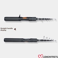 LEMONTREE Telescopic Fishing Rod, Solid Tip Carbon Handle Lure Rod, Telescopic 1.5m Length 1.8m Leng