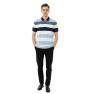 Abner Kaos Polo Pria Motif Salur Garis Stripe Lengan Pendek Biru Putih VPA81180BRU Baverre by Hassen