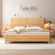 【Free Shipping】Nordic Ash Wood Bedframe Solid Wooden Bed Frame Single/Super Single/Queen/King Size Bedframe With Mattress Wooden Bedframe