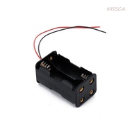 KISSCA 4 x AA Battery Back Case Box With Wire Leads 6V Holder Case Double-deck Back To Back Battery 