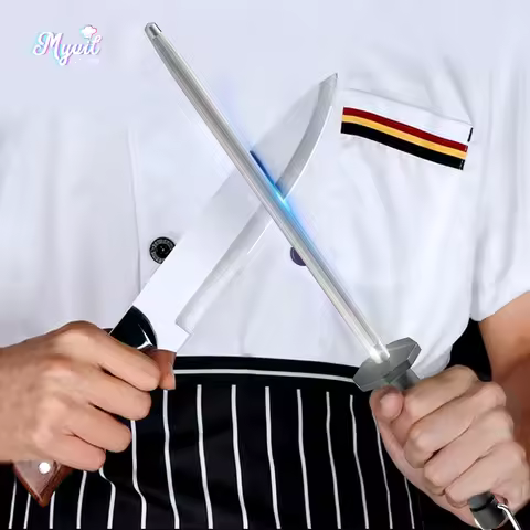 Knife Sharpener Rod Honing Steel 9.5" Chef Knives Sharpening Steels Stick for Kitchen Professional C