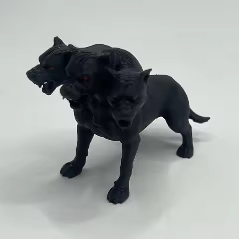 Greek Myth Three Headed Hell Hound Sculpture 3D Printed Black Cerberus Tabletop Collectible Figurine
