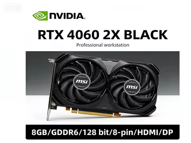 MSI NVIDIA GeForce RTX 4060 2X BLACK Graphics Card 8GB GDDR6 128-bit support 8-pin HDMI DP PSU 550W 