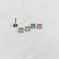Titanium F136 opal lip earrings