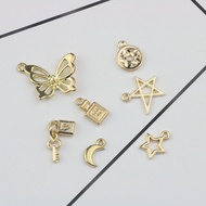 Handmade Jewelry diy Handmade Material Accessories Korean Creative Alloy Butterfly Moon Five-pointed Star Homemade Earrings Ear Pins Key Ring Pendant Bag Pendant Pendant