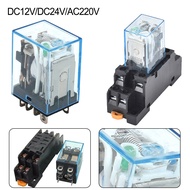 HH62P JQX 13F Power Relay with Socket Base DC12V/DC24V/AC24V/AC110V/AC220V