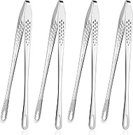 4 Pcs 9.5 Inch Kitchen Tweezers Tongs Stainless Steel Grill Tongs Korean and Japanese BBQ Tongs Culinary Tweezers for Salad, Fish, Steak, Barbecue, Buffet, Meat