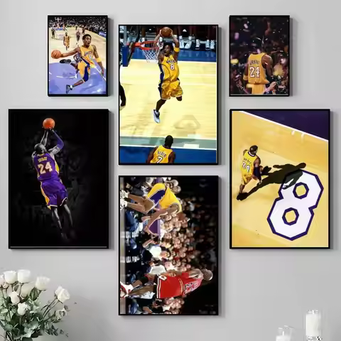 1PC Athlete K-kobe B-Bryant Poster Self-adhesive Art Waterproof Paper Sticker Coffee House Bar Room 