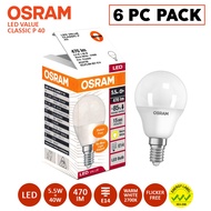 6 PC PACK | OSRAM LED VALUE CLASSIC P 40 | 5.5W=40W | 470IM | E14 | WARM WHITE