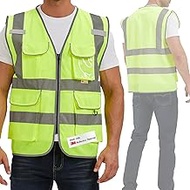 SIFE Reflective Safety Vest High Visibility Vest With 7 Pockets And YKK Zipper, ANSI/ISEA Class 2 St