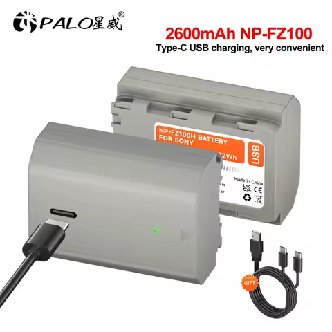 PALO 2600mAh NP-FZ100 NPFZ100 NP FZ100 Battery with Type-C input for Sony A7 III, Sony Alpha A7R III