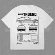 AE86 TRUENO Initial D Tee 🚗 multi view sketch print tshirt AE86 TRUENO Initial D vintage car collect