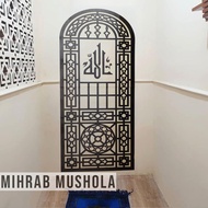 Hiasan dinding kayu dekorasi ruangan kaligrafi Mihrab Musholla pajangan minimalis