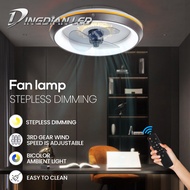 DingDian LED AC220V 20Inch Ceiling Fan with Light Tricolor 80W Stepless Dimming Ceiling Fan Lamp with Remote for Bedroom,Children's Room