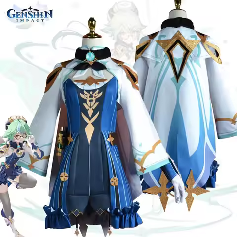 Game Sucrose Genshin Impact Cosplay Costume Knight Outfits Blue Dress Uniform Anime Halloween Party 