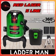 LADDERMAN LDM-5RED 3 & 5 Lines 6 Point Adjustable Laser Level 360° Rotary Indoor Outdoor Self Levell