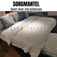 SORGMANTEL/STRANDTRIFT Duvet cover and pillowcase, white/green, Sarung duvet dan sarung bantal