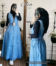 Aza overall jeans by Amber overall jeans jumbo ld 108 overall denim panjang gamis kodok wanita