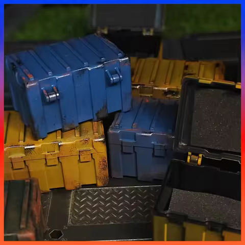 Soldier Model Box With Open Lid Simulation Miniature Plastic Weapon Box Dark Source Acid Rain Scene 