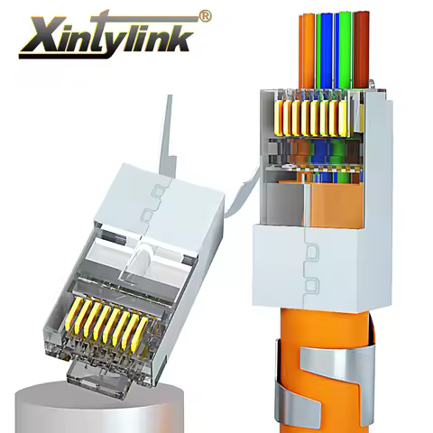 xintylink new CAT8 CAT7 CAT6A rj45 connector 50U ethernet cable plug network SFTP FTP STP shielded j