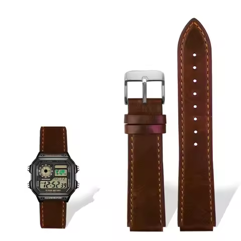 New Retro Cowhide Watchband for Casio A158 A158W/A168/f91w/AE-1200WHD/A159/A169 AE1200 Vintage Watch