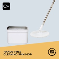 Blue Fish Hands-Free Cleaning Spin Mop [ 2.2L, Clean &amp; Dirty Water Separated Bucket, Spin To Dry, Microfibre Mop, Home ]