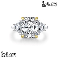 iLove Jewellery 925 Sterling Silver 18K White Gold Plated 7.0ct Cushion Cut Cubic Zirconia RIng Luxu