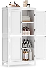 VASAGLE Floor Storage Cabinet, Freestanding Storage Unit with 4 Doors, Adjustable Shelves, 11.8 x 23