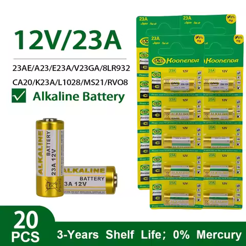 20Pcs 12V 23A Combined Alkaline Battery LRV08L-1B5C L1028 GP23A A23 23A E23A EL12 For Flashlight Mou